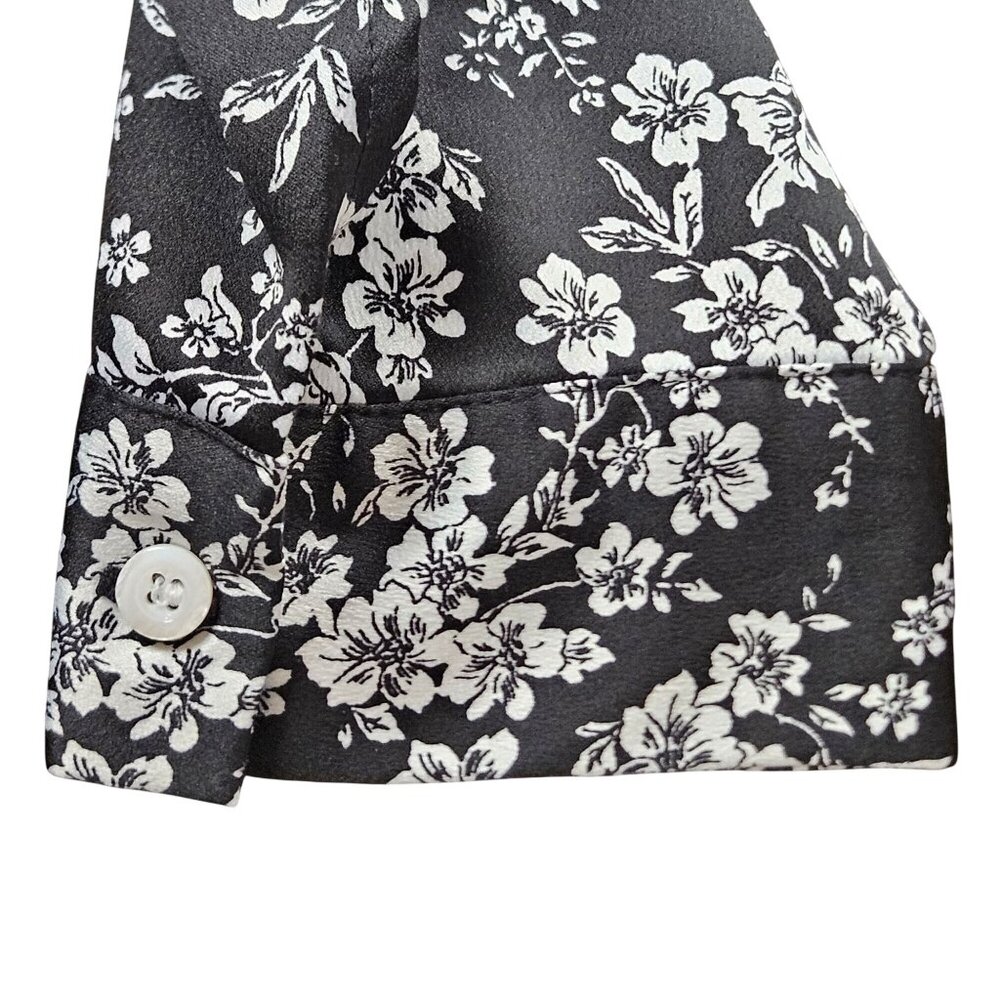 Nine Eight New York Tunic Womens Size XL Black White Floral Top Long Sleeve - Picture 9 of 9